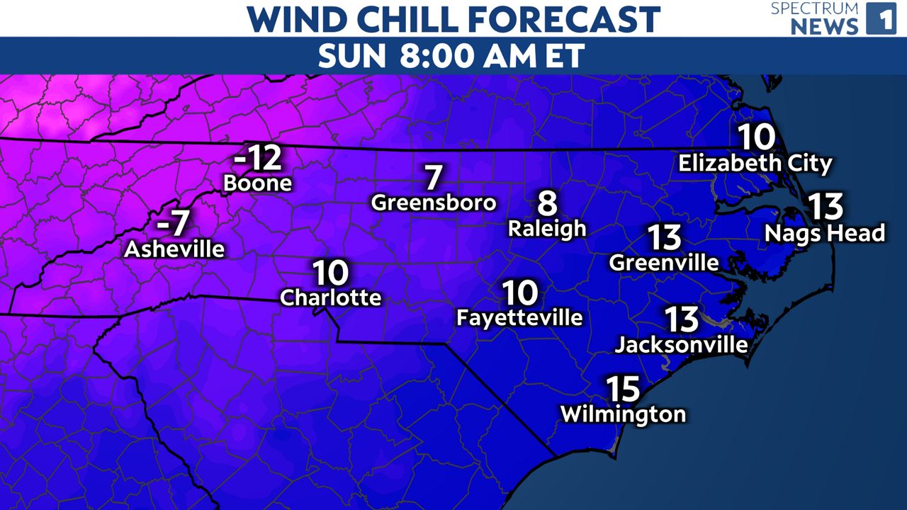 Dangerously cold wind chills expected in N.C. this weekend